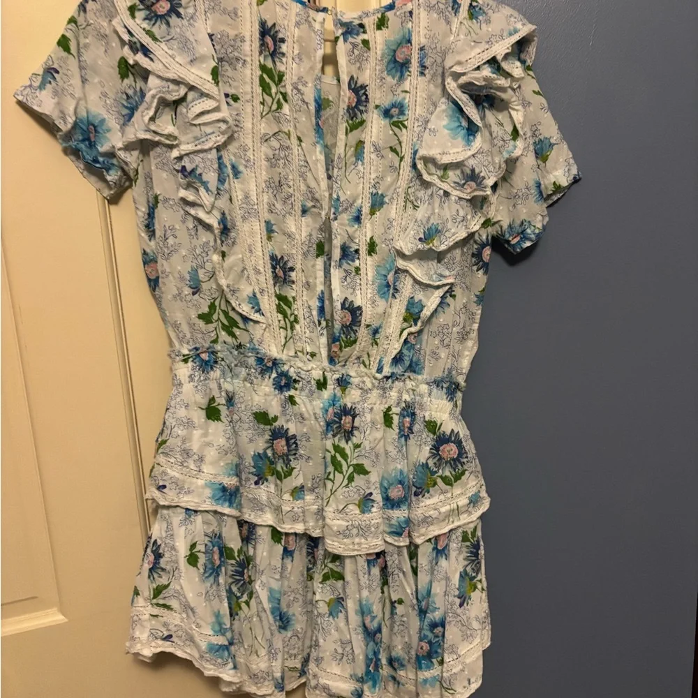 LoveShackFancy Blue and White Floral Lace Dress - Picture 2 of 3